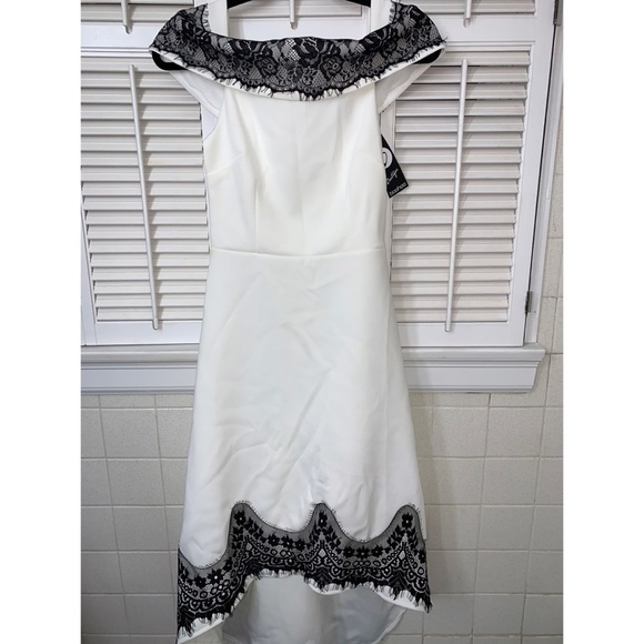 NWT BoohooBoutique Lace Black White Shoulder bride - Picture 2 of 8